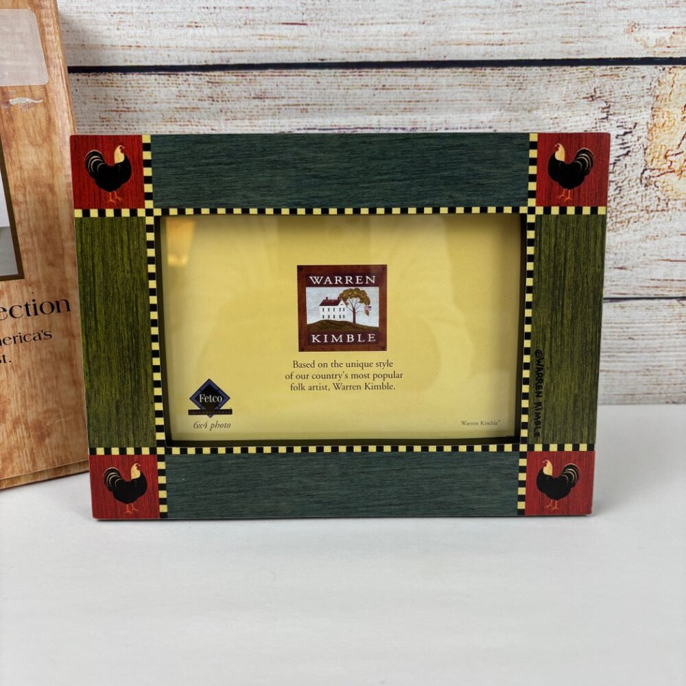 Warren Kimble Roosters Picture Frame 6x4 Folk Art Farmhouse